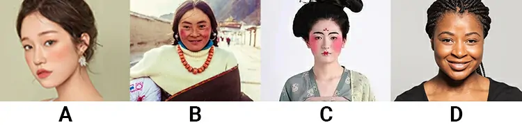 Which of these girls wears blush?