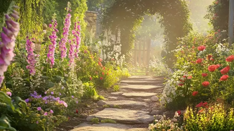 Once inside the garden, you see a winding path lined with lush flower bushes. You choose to: